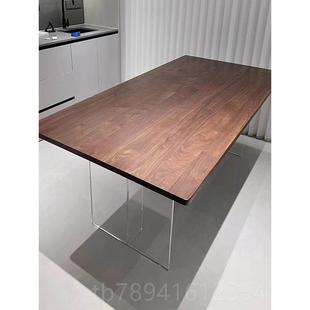 高档胡桃木桌克力悬浮桌子客厅家用书亚茶桌桌餐简约实木餐桌椅组