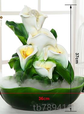 高档欧式地创流水喷泉客厅电视加湿意器柜摆件大型落家居乔迁新居