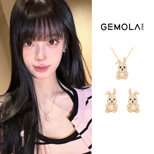 GEMOLA/格莫拉 叛逆千金风 mini金色甜蜜兔兔项链耳钉