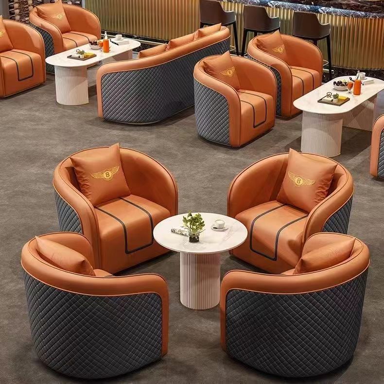 轻奢简约酒店售楼处接待沙发椅商务办公休闲会客洽谈沙发茶几组合