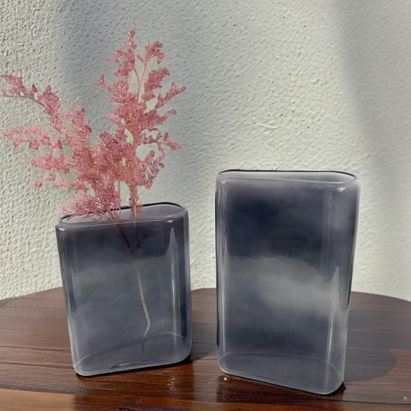 现代简约大口径琉璃水培花器咖色扁瓶创意渐变花瓶客厅样板间摆件,橡塑材料及制品,其他塑料制品,淘宝优惠券,粉丝福利购,淘宝优惠卷