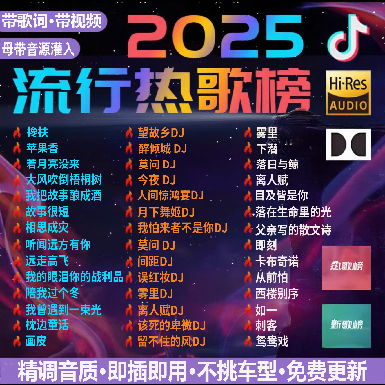 sd卡车载歌曲2025新款抖音热歌音乐dj高音质音响tf卡收音机内存卡