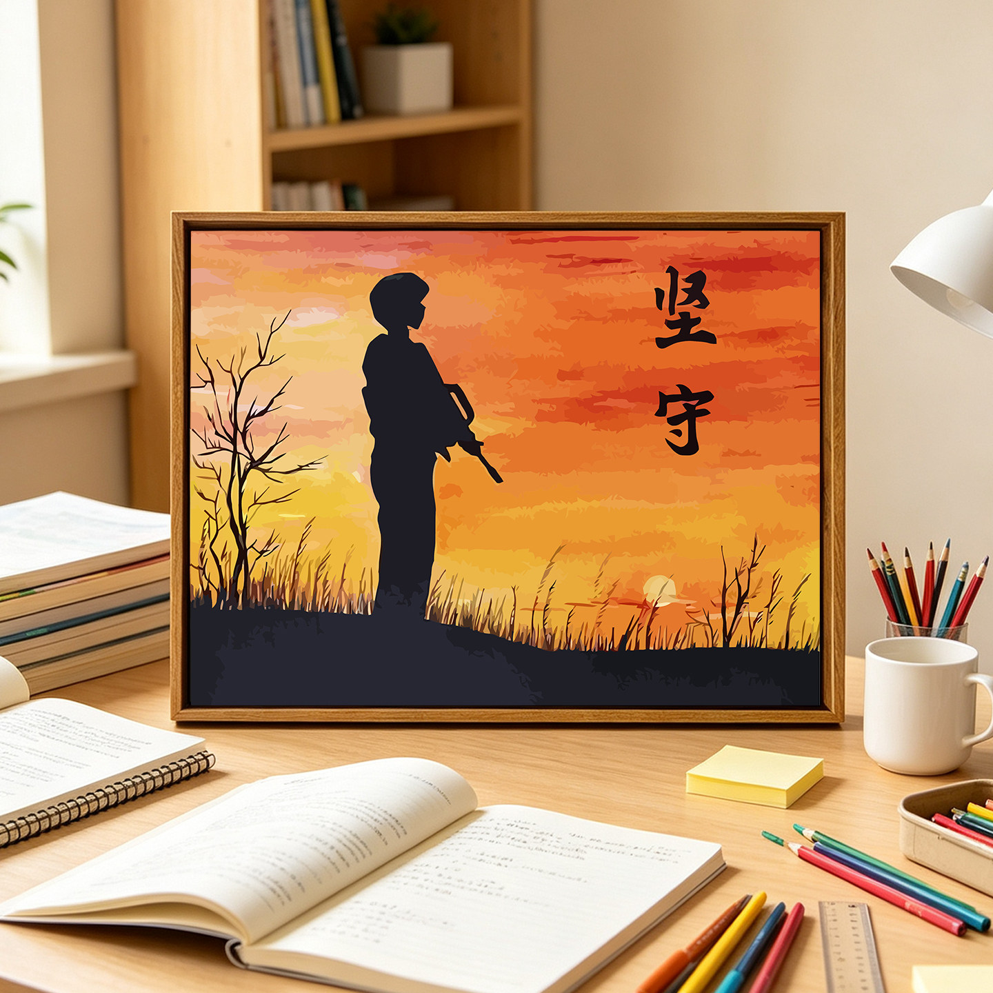 建军节爱国主题送军人手工礼物画
