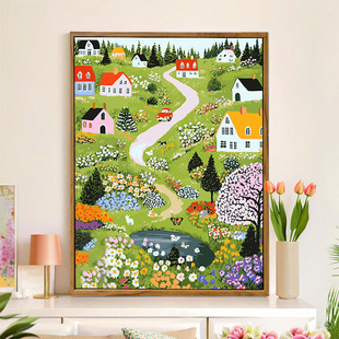 莫奈花园数字油画diy填充填色手工绘治愈田园风景丙烯客厅装 饰画