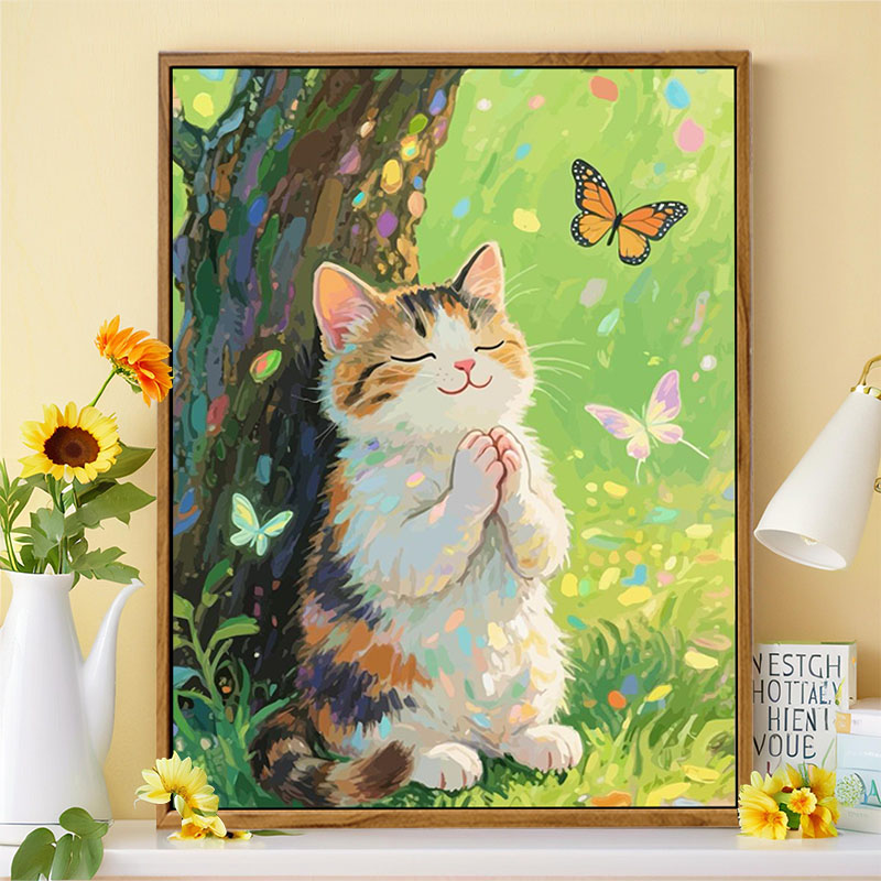 祈福治愈猫咪数字油画DIY卡通
