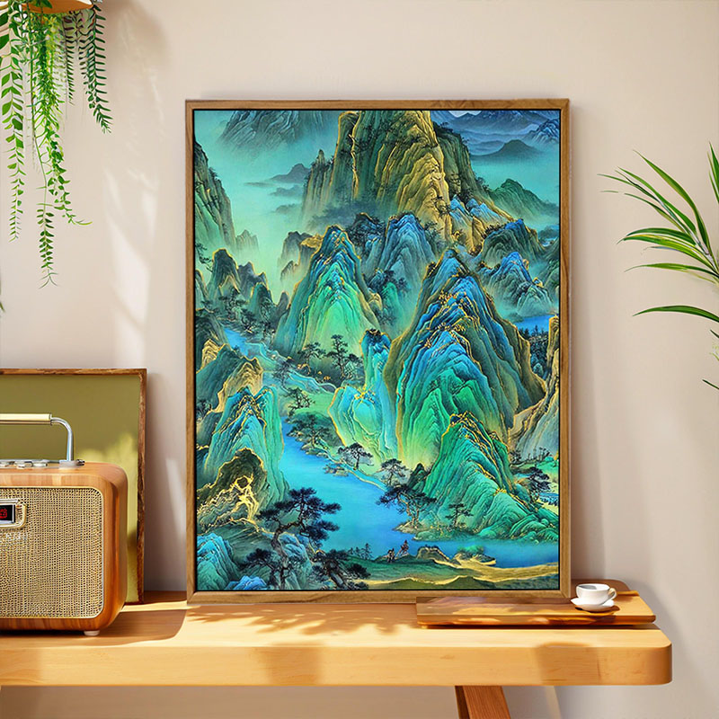 中国风千里江山图风景数字油画