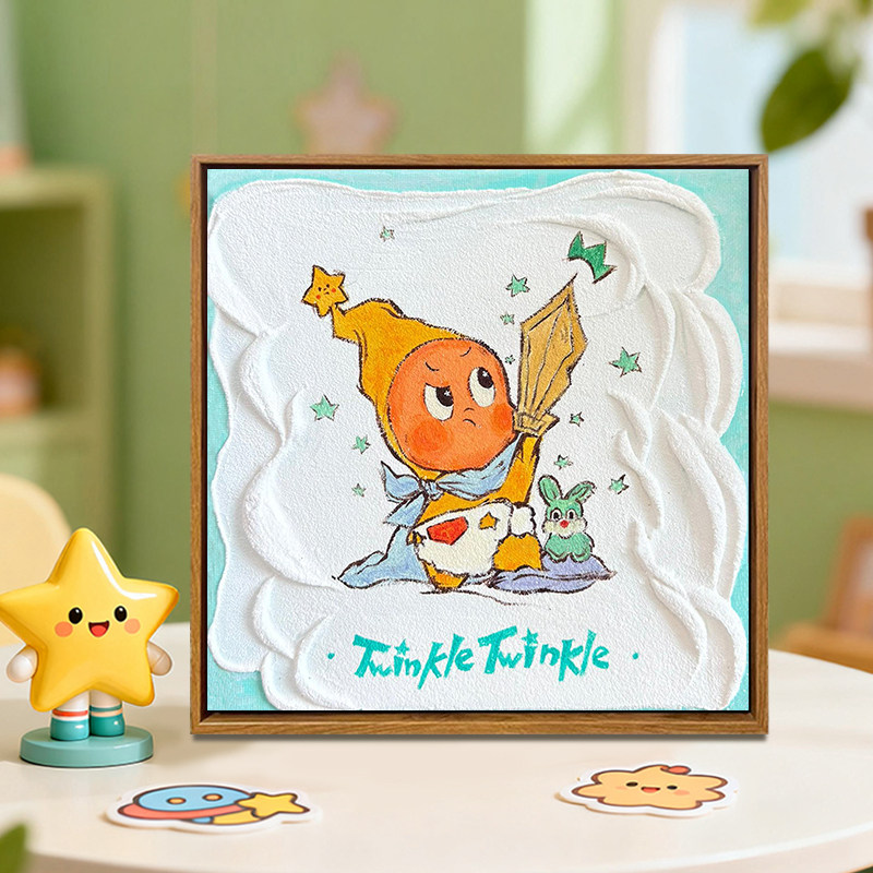 治愈卡通星星人肌理画DIY材料包泡泡玛特拉布布儿童手工数字油画,家居饰品,DIY/数字油画,淘宝优惠券,粉丝福利购,淘宝优惠卷