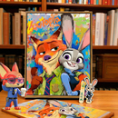 疯狂动物城2DIY数字油画手工绘填充涂色卡通朱迪尼克高颜值装 饰画