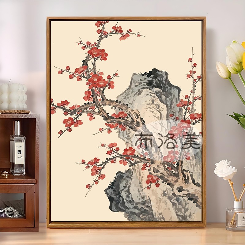 新中式古风梅花DIY数字油画手工绘填充涂色丙烯油彩高级感装饰画图片