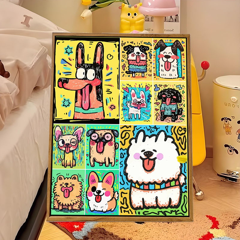 治愈多巴胺可爱狗狗DIY数字油画