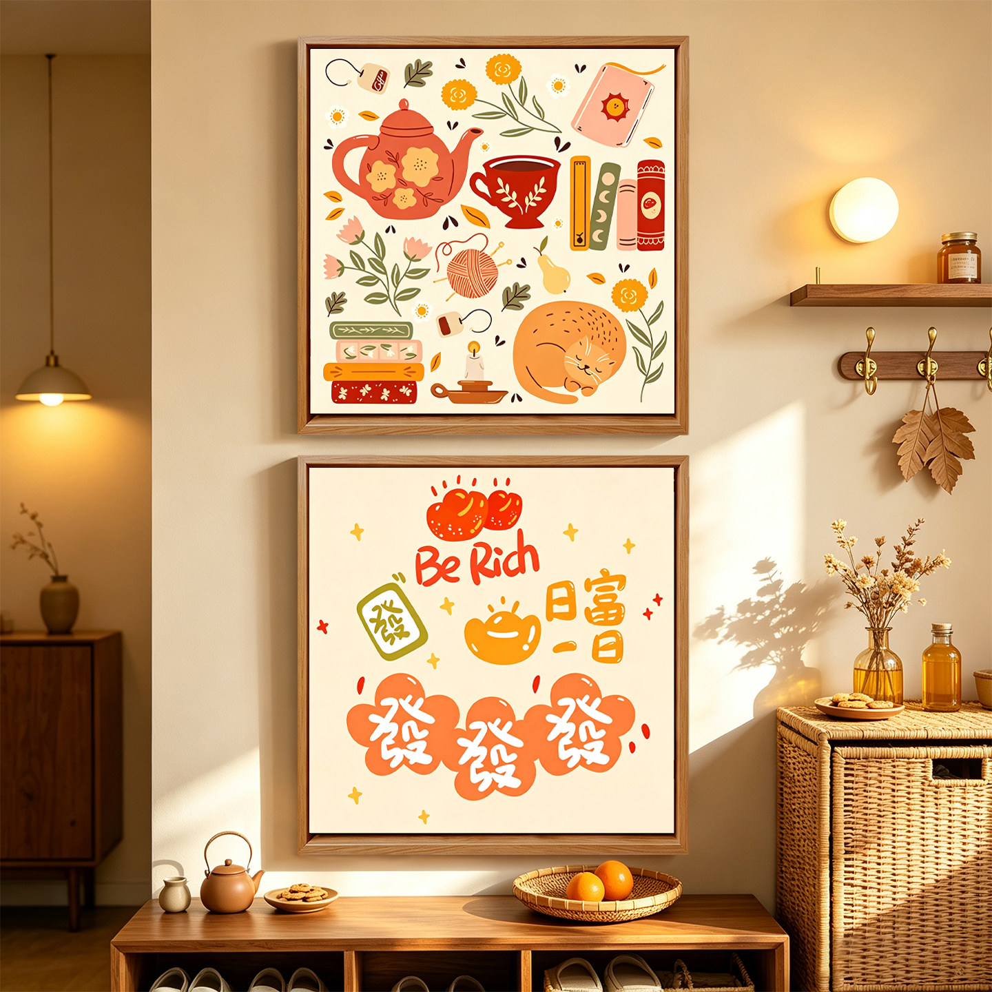 多巴胺花鸟DIY餐厅轻奢装饰画
