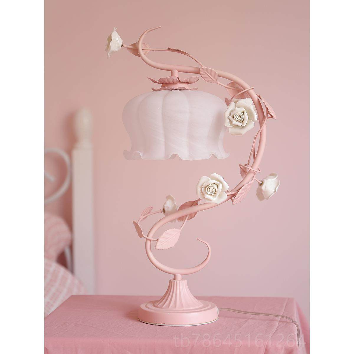 正品浪欧式粉色台女灯卧室in漫公主粉玫瑰花朵少心女孩s儿童房床,家装灯饰光源,装饰台灯,淘宝优惠券,粉丝福利购,淘宝优惠卷