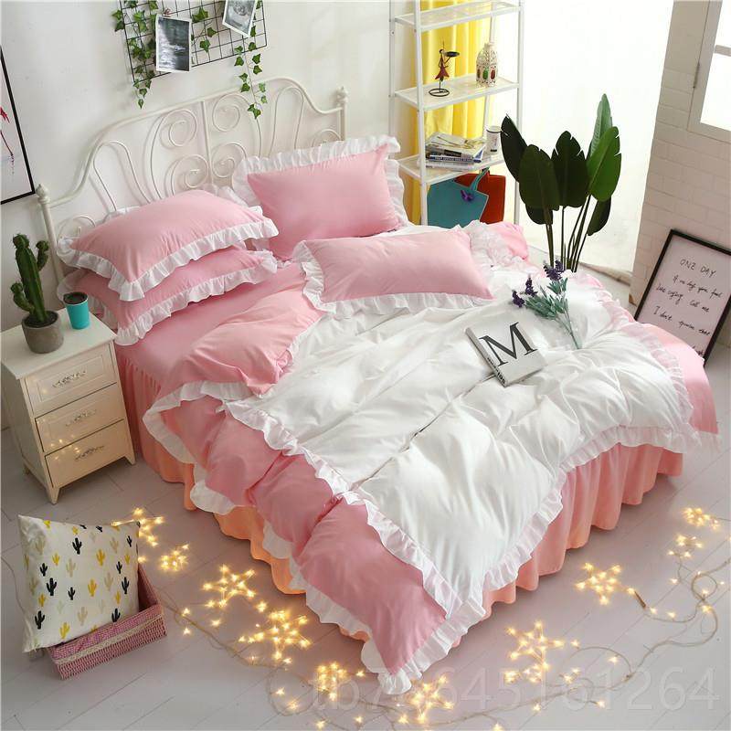 正品床上纯色花四件套公主风床裙全水洗棉被韩版棉边床单床罩式纯,床上用品,床品套件/四件套/多件套,淘宝优惠券,粉丝福利购,淘宝优惠卷