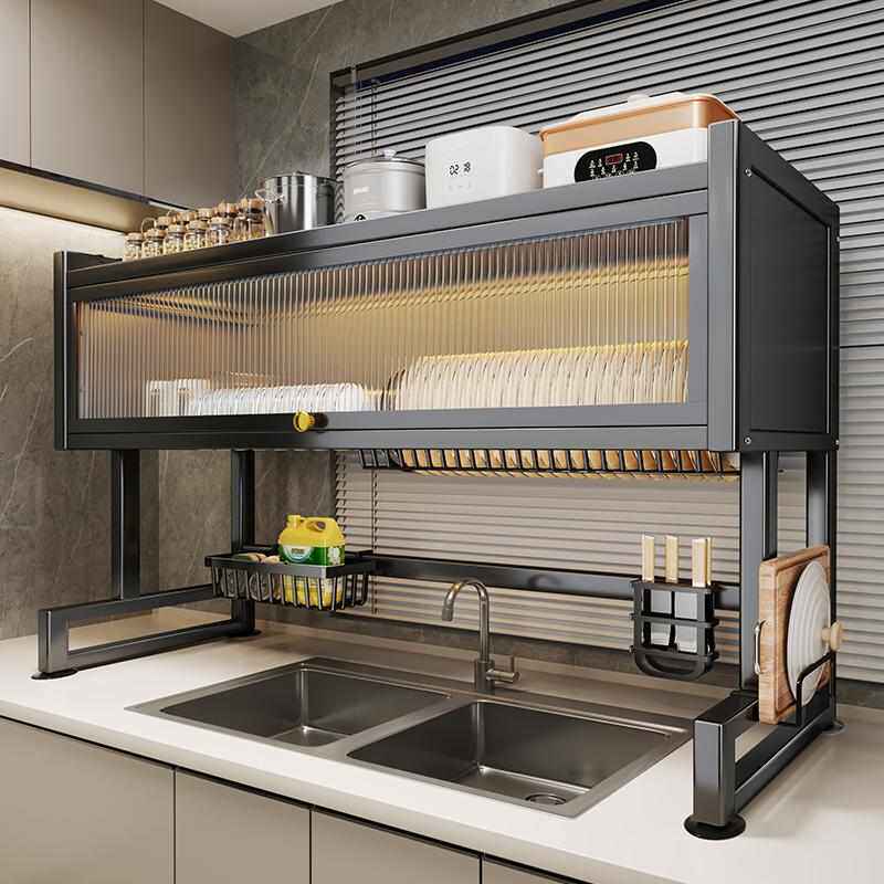 新疆包邮厨房带门水槽置物架家用防尘沥水洗碗水池多功能架槽碗碟,厨房/烹饪用具,水槽置物架,淘宝优惠券,粉丝福利购,淘宝优惠卷