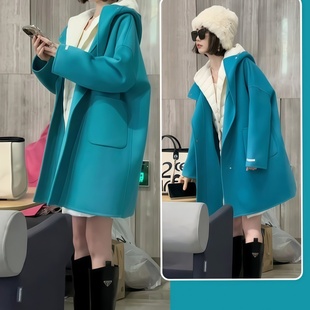 Fashion Master时尚大师冬季时尚气质双面呢外套搭配长款羽绒服