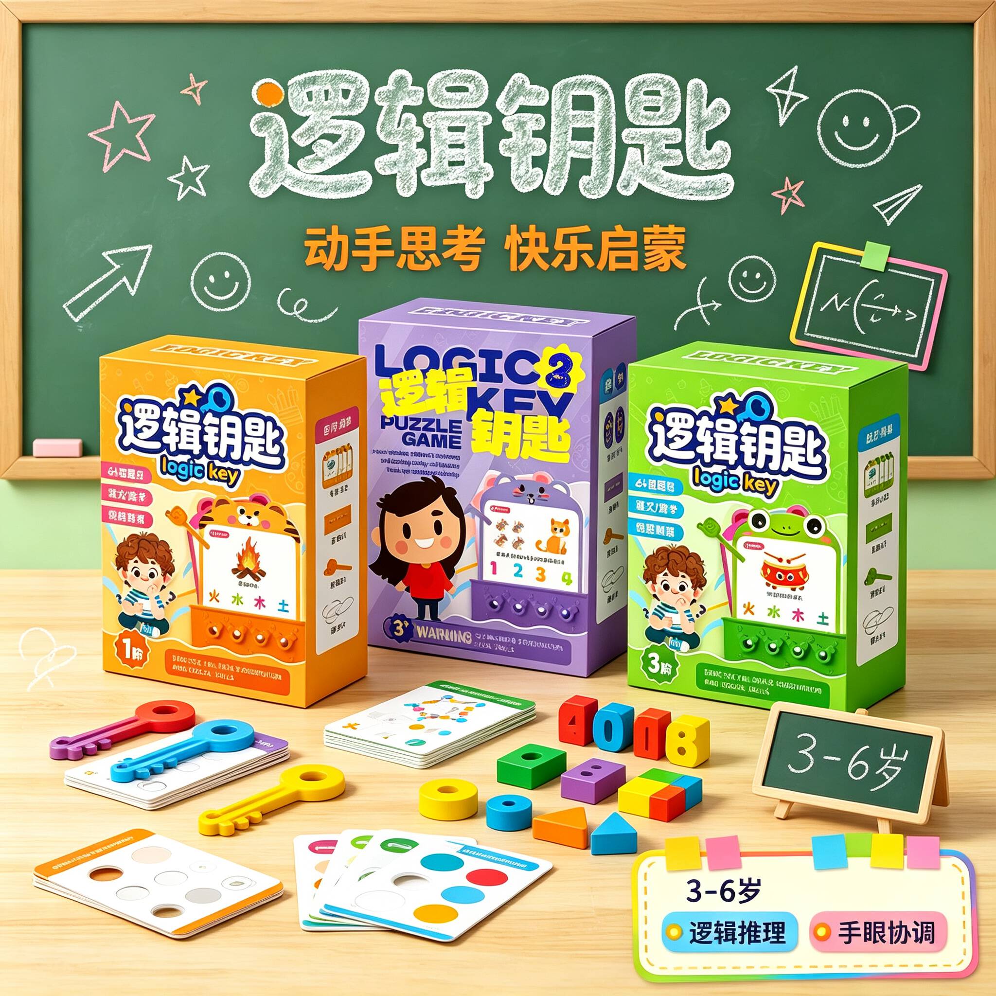 逻辑钥匙儿童思维训练卡早教玩具