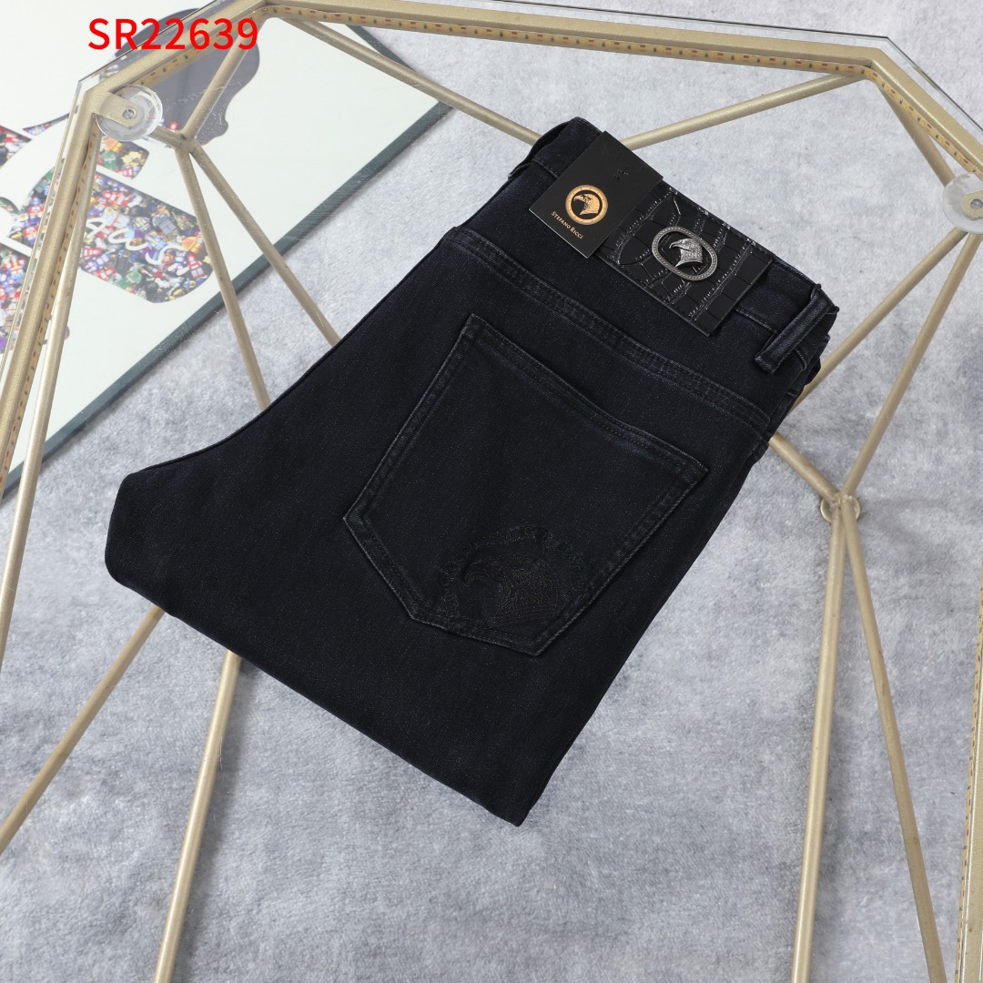 Stef*no R**ci牛仔裤2025秋冬厚新史蒂芬SR刺绣男士大码30-42裤子