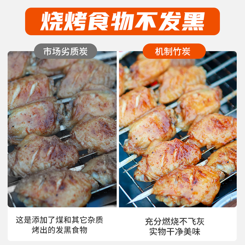 木炭烧烤碳烧烤炭无烟碳果木炭碳烤炉家用速燃竹炭Y块围炉煮茶