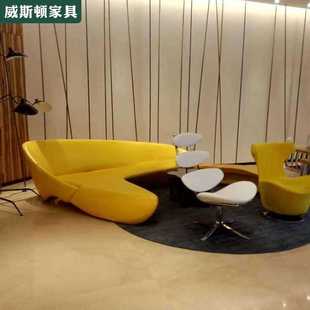 店创意异形银行酒店大堂沙发 玻璃钢月亮沙发家用布艺异形商场服装