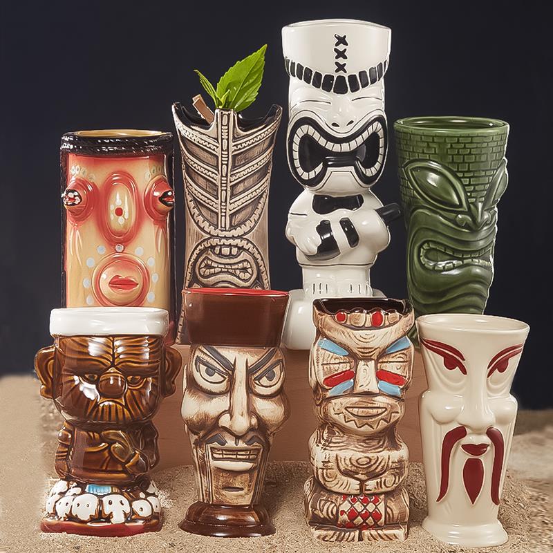 酒吧灵魂24款人面夏威夷风格个性特调鸡尾酒陶瓷杯tiki鸡尾酒杯