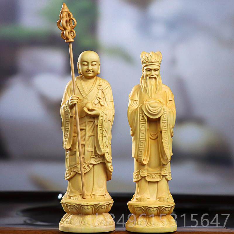 高档杨木雕道明闵公地藏王菩萨护发尊者佛家件居供奉木黄质摆手像