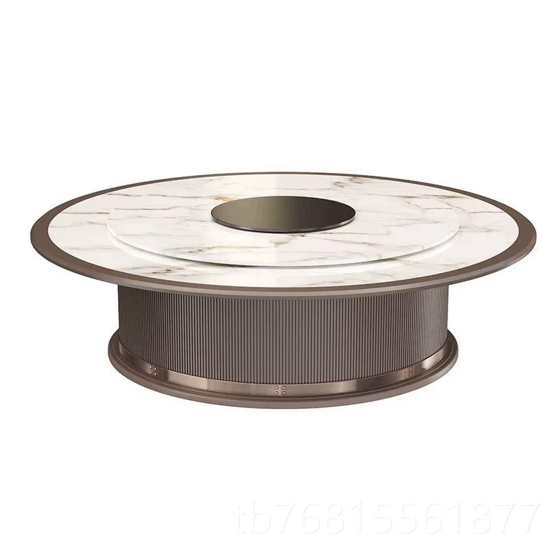 正品高档新中式酒岩店动餐桌实木板大饭圆桌电店餐厅15人20电磁炉