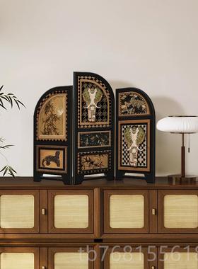 正品中古桌面屏小风摆件级感小众客厅电视柜家居装高饰入户风玄关