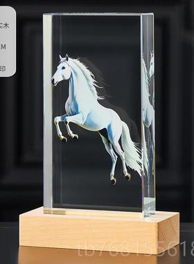 正品水面晶视内雕锦鲤件公司创摆意电酒柜桌装饰品招财艺术发光轻