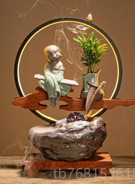 正品创意灯圈循环流水摆件加器喷泉招财公客室厅办桌面乔湿迁开业