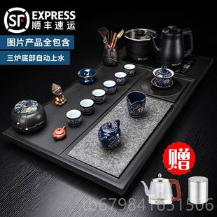 乌金石茶盘家用具水全自动一体轻奢高烧档紫砂茶茶海台套装 正品 壶