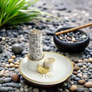 ceramic sage incense holder 圣木鼠尾草香薰炉陶瓷燃烧托盘