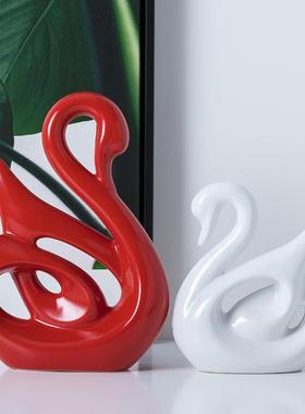 现代简约天鹅摆件装饰品客厅卧室电视柜酒柜玄关陶瓷摆设工艺品