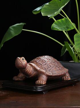 石墨乌龟大号 石湾陶瓷公仔装饰品 工艺品人气假山鱼缸动物摆件