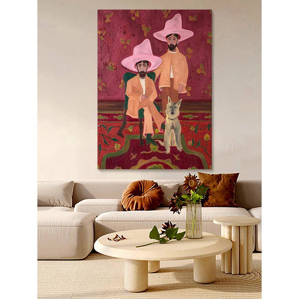 巴洛克艺术手绘油画小粉帽装饰画美式玄关客厅美式挂画newmasus画