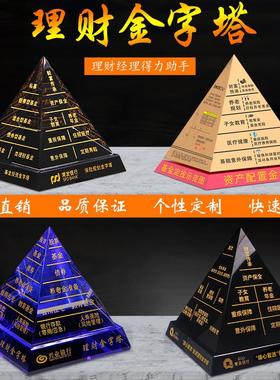 水晶黑曜石资产配置投资银行理财旋转金字塔摆件定制