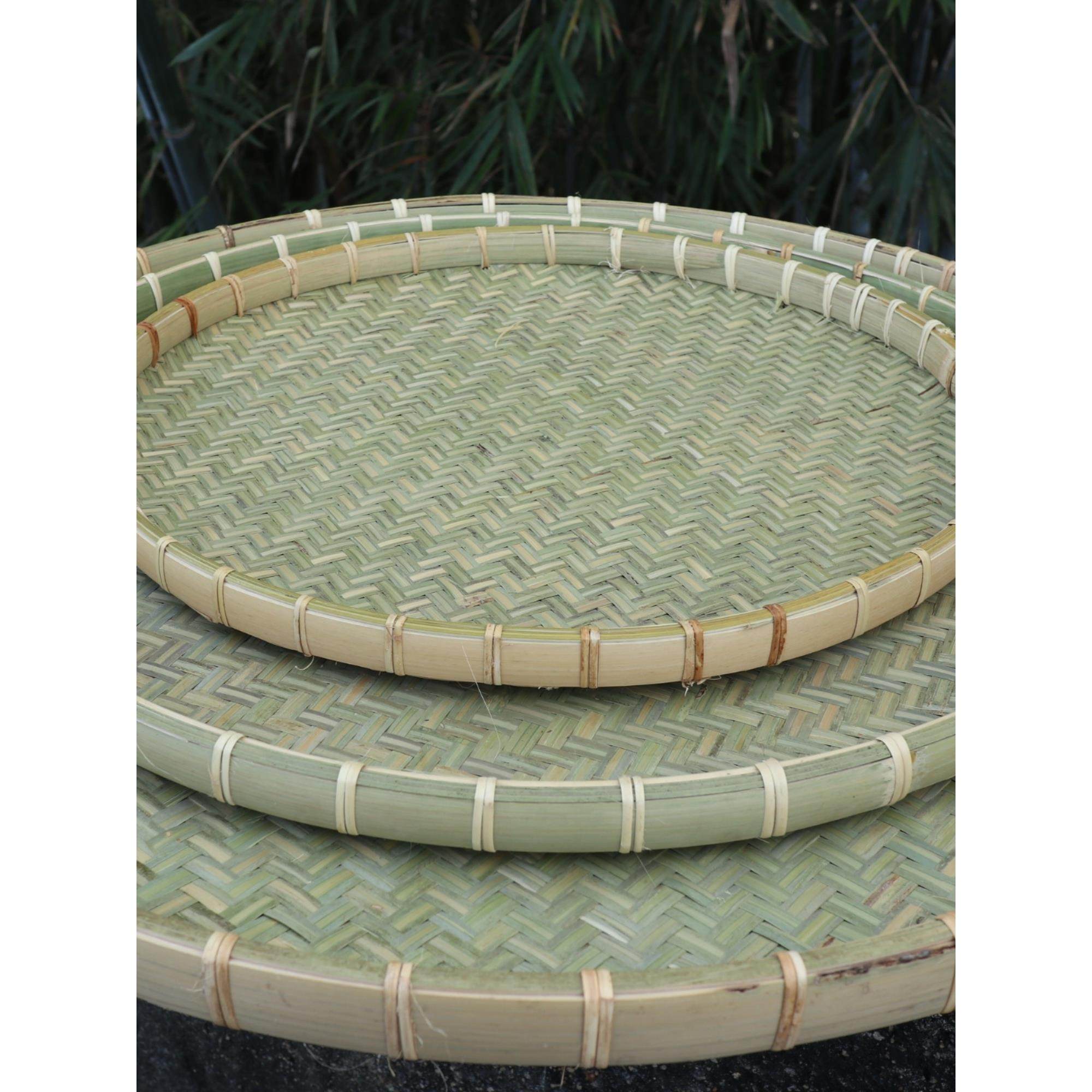 竹编簸箕家用干货晾晒无孔工白簸箕宴藤编平底筛子广西手工筛子