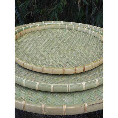 竹编簸箕家用干货晾晒无孔工白簸箕宴藤编平底筛子广西手工筛子