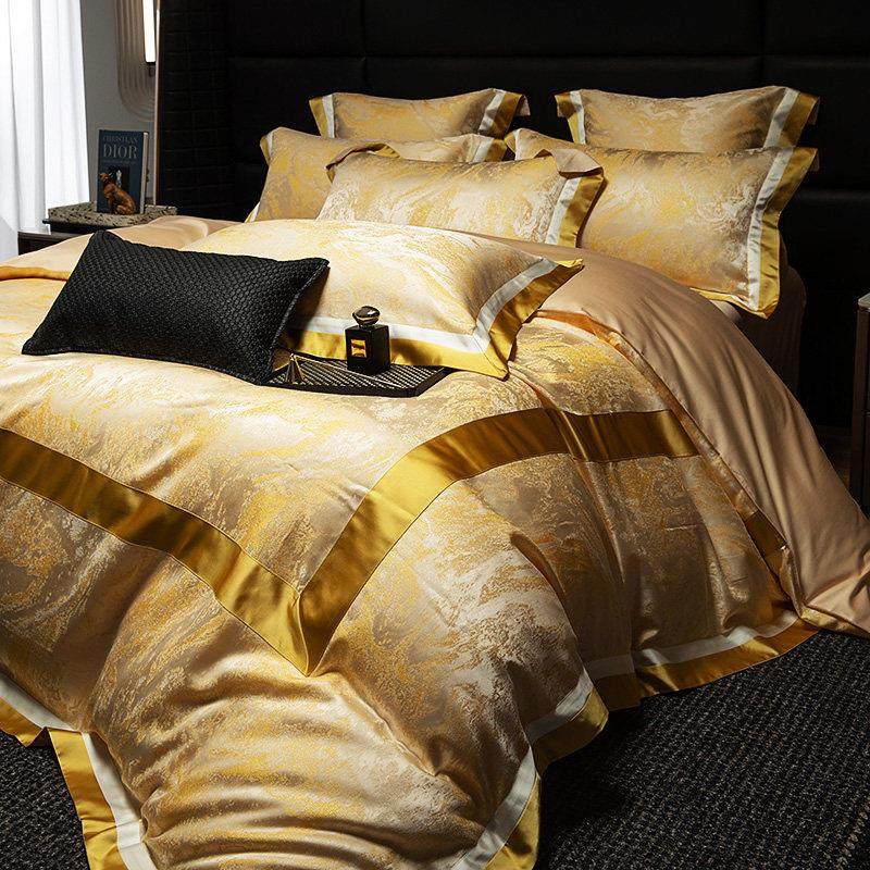 高档140s欧式轻奢贡缎提花四件套高级感床盖款床上用品被套宫廷风,床上用品,床品套件/四件套/多件套,淘宝优惠券,粉丝福利购,淘宝优惠卷