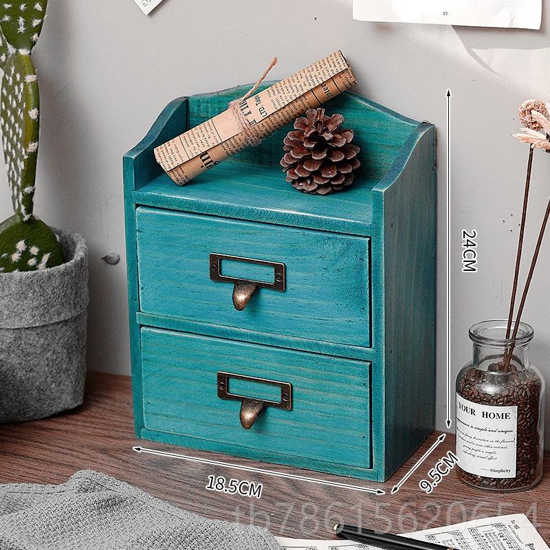 高档zakka实木复古面桌储物箱学生盒宿舍收纳四物抽屉柜木质首饰