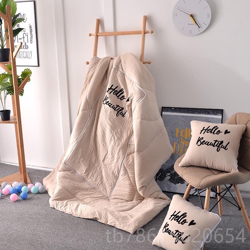 高档水洗棉抱枕枕被子两汽车办室沙发靠全用棉公空调被午睡枕头靠