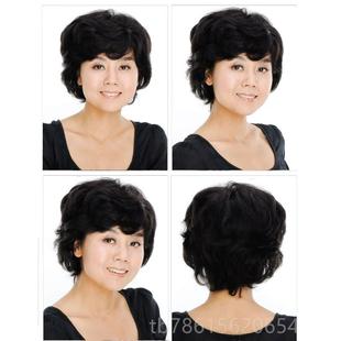 高档假发女短卷发中老年真发圆妈妈大浪盖白发光头长2波发用头脸