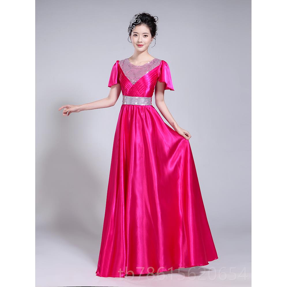 高档士合唱服裙合唱长团女演出服装五一大学舞生台团体大合唱表演