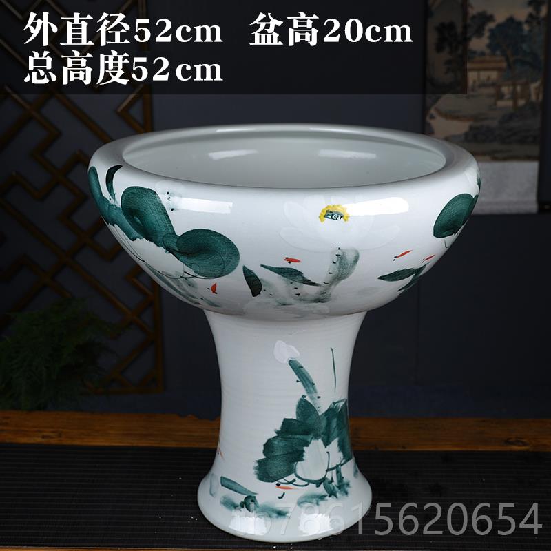 高档陶瓷青花盆落地立柱式鱼缸大号金特莲鱼盆缸睡碗莲荷花锦鲤室