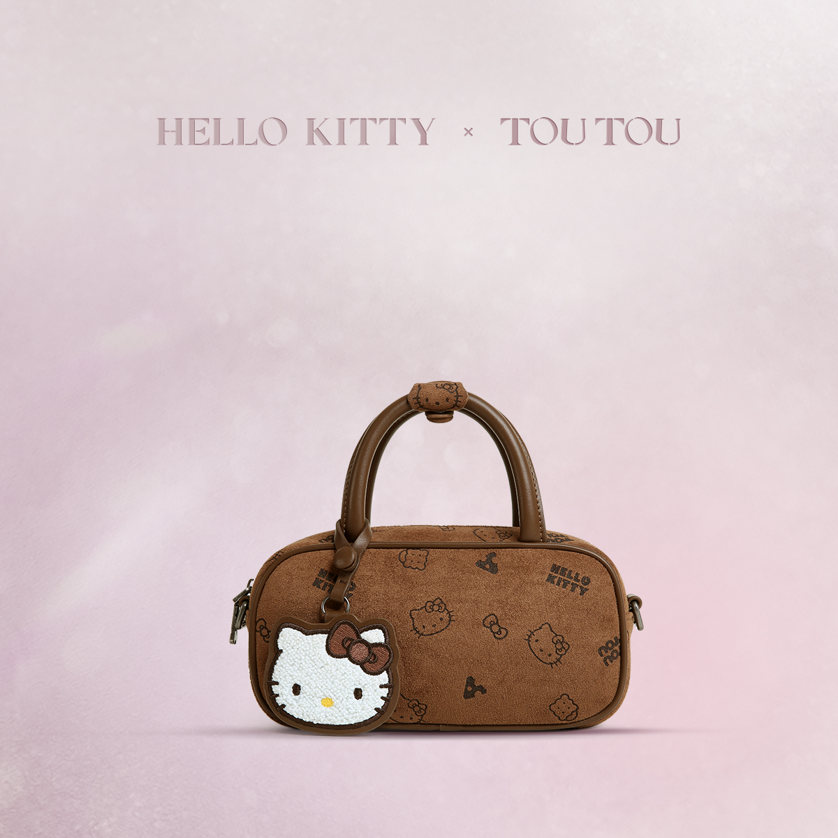 TOUTOUhellokitty凯蒂猫2025秋冬棕色波士顿保龄球包圣诞生日礼物