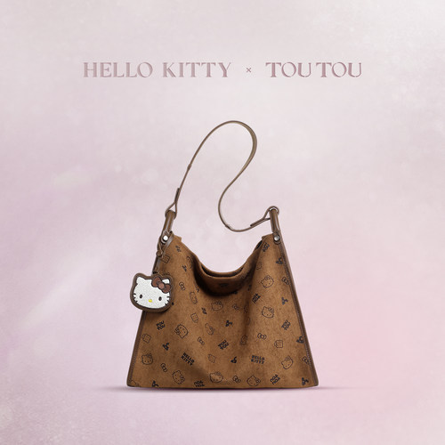 TOUTOUhellokitty猫联名三丽鸥棕色大容量通勤托特包女生生日礼物