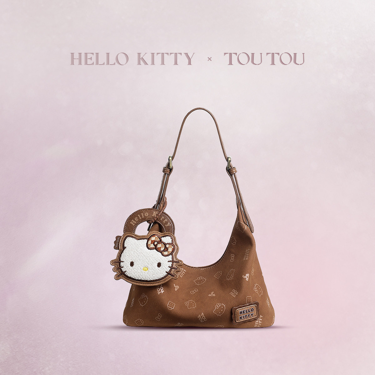 TOUTOUhellokitty三丽鸥秋冬棕色腋下托特包单肩斜挎女生生日礼物