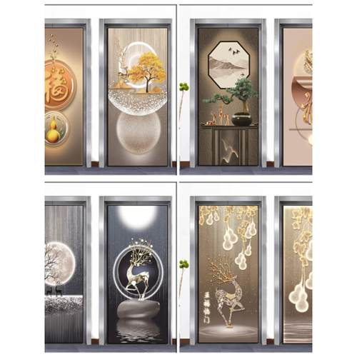 玄关装饰画轻奢入户门贴纸走廊过道现代简约新中式衣橱门玻璃门贴