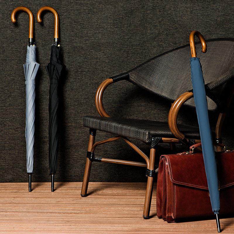 英伦复古风直杆伞商务自动雨伞防风加固简约双人男女长柄伞木弯柄