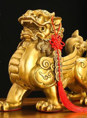 黄铜貔貅摆件一对客厅玄关办公室桌面店铺装饰品皮丘貔犰开业礼品