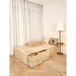 榻榻米木箱拼床实木箱体储物床自由组合床箱定做加宽飘窗拼接床箱